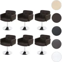 Mendler Lot de 6 chaises de séjour Orlando, pivotant, similicuir marron
