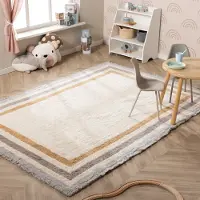 Little Olly Tapis lavable pour enfant - Milo Gris | 140x200 cm | Rectangulaire | Pile courte
