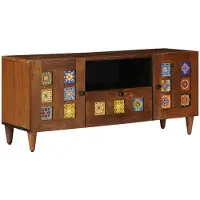 vidaXL Meuble TV avec porte Noyer 105 x 33 x 46 cm Bois massif Mango