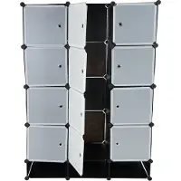 Mendler Système d'étagères Sydney T306, étagère enfichable penderie, 8 boxes de 37x37x47cm chacun noir
