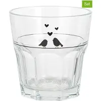 Clayre & Eef LBSGL0011 Verre à boire 200 ml design romantique en forme de coeur d'oiseau Ø 8x8 cm