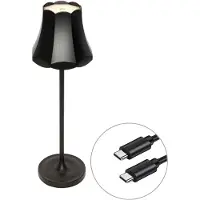 QAZQA Lampe de table rétro noire rechargeable IP44 - Granny