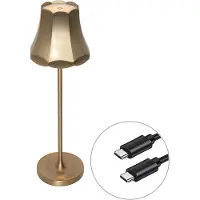 QAZQA Lampe de table rétro dorée rechargeable IP44 - Granny