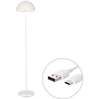 QAZQA Lampadaire d'extérieur blanc rechargeable à intensité variable 3 niveaux - Keira