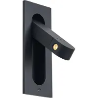 QAZQA Applique murale moderne noire avec LED et port USB-C - Hilton