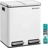 Songmics Poubelle en métal 30L, Blanc