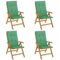 vidaXL Chaises de jardin avec coussins 4 pcs. Bois massif teck