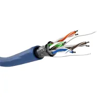 Goobay Câble réseau CAT 5e, F/UTP, 100 m, bleu, bleu - Conducteur en aluminium recouvert de cuivre (CCA), AWG 26/7 (toronné), gaine en PVC