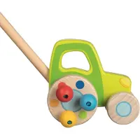 Goki Stokroller Tracteurs - - 10 cm - Bois - Naturel/Vert/Jaune