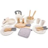 New Classic Toys Dinette en bois - - Modèle blanc - 20 pièces - Pour enfants de 2 à 6 ans - Intérieur