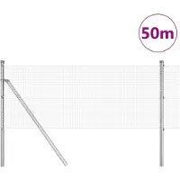 vidaXL Clôture en fil métallique soudé, ancrée au sol, 50 x 0,6 m, couleur argent