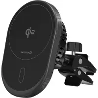 Swissten Magnetic Car Holder MagRide with Wireless Charger Qi2 15w (Magsafe Compatible), Adaptateur pour véhicule, Noir