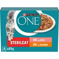 Purina One Un Sterilcat Bœuf Saumon Poulet Dinde 40x85g Nourriture Humide Pour Chats