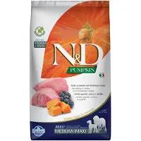 Farmina N&D Pumpkin lamb & blueberry Adult Medium & Maxi 2.5 kg + N&D Pumpkin Dental Treat Lamb Blueberry Medium/Maxi 100 g (7 szt) GRATIS!