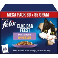 Felix Jumbopack Tendres effilés 80 x 85 g pour chat - bœuf, poulet, thon, cabillaud