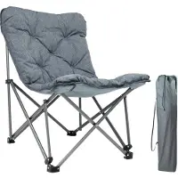 TRVLMORE Chaise de camping - Pliable - Sac de transport inclus - Chaise de camping - Chaise papillon - Capacité de charge 136 kg - Gris