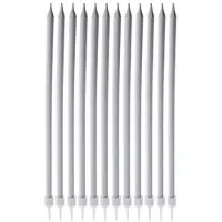 Orion Bougies élégantes en argent de 14,5 cm avec supports pour plus de stabilité