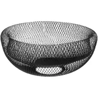 Orion Koszyk na owoce i warzywa kosz metalowy czarny miska patera okrągła loft 30 cm, Boîte de conservation, Noir