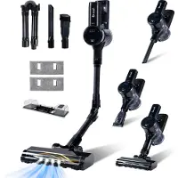 Saaf Aspirateur à manche G100M - 350W - Aspirateur à manche avec fonction serpillière - Aspirateur à manche sans fil - set de 9 pièces avec manche pliable - 35kPa - Aspirateur à poussière - Noir -