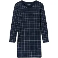 Schiesser Pyjama long 'Fine Interlock' bleu foncé / blanc