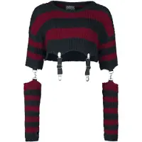 Heartless Pull tricoté Gothic de - Haut Isadora - M - XXL - pour Femme - noir/rouge - Taille M