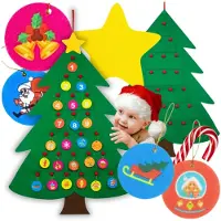 Zolta Calendrier de l'Avent Arbre de Noël en feutre avec pochettes cadeaux 90cm + décorations DIY