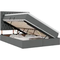 vidaXL Lit de rangement avec matelas gris foncé 140 x 200 cm Tissu