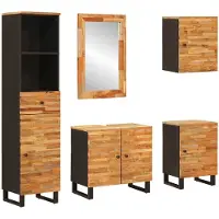 vidaXL Ensembles de salle de bain, 5 pièces, style naturel, 38 x 33 x 160 cm, en bois massif de manguier