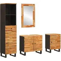 vidaXL Ensemble de salle de bain avec tiroirs avec étagère en bois massif naturel Mango