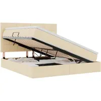 vidaXL Lit de rangement avec matelas Crème 160 x 200 cm Tissu