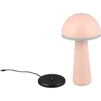 RL LIVE YOUR LIGHT Lampe de table LED rechargeable FUNGO rose 2 W, nuances de blanc, 200 lm, aluminium, dimensions : 31 x 16 x 16 cm, IP54,