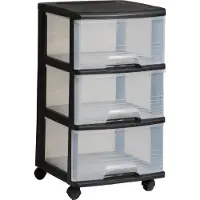 Keter Étagère mobile - - 3 tiroirs - 20 L - Noir et Transparent - Pratique avec roulettes