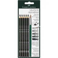 Faber-Castell Crayon Graphite Aquarelle, set de 5 avec pinceau (3.30 mm, 6x)