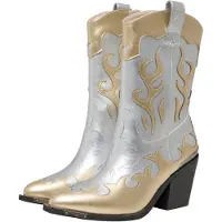 Buffalo Bottes de cowboy or / argent