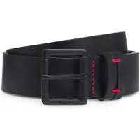 HUGO Ceinture en cuir italien avec passant à couture rouge