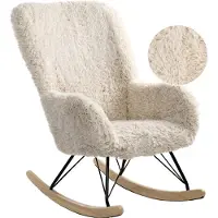 Beliani Fauteuil à bascule AKRA Fourrure synthétique Beige clair