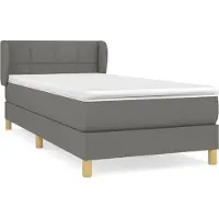 vidaXL Lit boxspring avec matelas gris foncé 90x200 cm Tissu