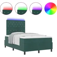vidaXL LED Lit boxspring avec matelas vert foncé 120 x 200 cm velours