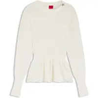 HUGO Pull en coton avec broche à fleurs amovible