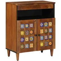 vidaXL Buffet avec rangement noyer 60 x 33 x 75 cm bois massif mangue