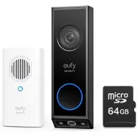 Eufy E340 Sonnette vidéo sans fil 2K avec carillon + samsung microSDXC 64GB Pro - Offre groupée à prix (Filaire, Sans fil, WiFi)