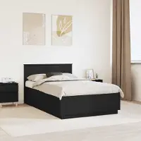 vidaXL Cadre de lit avec tête de lit noir 135 x 190 cm Bois composite