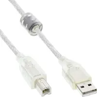 InLine câble USB 2.0, A à B, transparent, avec noyau en ferrite, 2m
