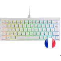 Mars Gaming Clavier Gamer Mécanique (Yellow Silent) Mkminipro RGB (Blanc) (FR, Filaire), Clavier, Blanc