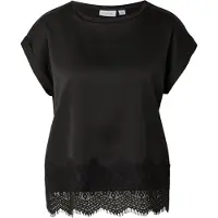 Vila Ellette Full Satin Lace Top Short Sleeve Blouse Noir 44 Femme