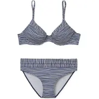 Schiesser Bikini 'Aqua Sea Blossom' bleu foncé / blanc cassé