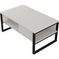 En.casa Table basse 'Laukaa' rectangulaire piètement métal 100 x 60 x 45 cm blanc