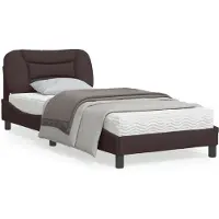 vidaXL Cadre de lit sans matelas "Hvar" brun foncé 90x190 cm Tissu
