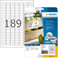 Herma Étiquettes de puissance 10900, 25,4 x 10 mm, 4725 étiquettes / 25 feuilles A4, adhésives, très adhésives, blanches