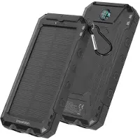 IMoshion Solar Powerbank 10 000 mAh - Banque d'énergie sans fil alimentée par l'énergie solaire - Charge rapide et livraison d'énergie - Noir